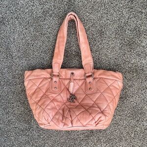 CHANEL Quilted Cloudy Bundle East West Lambskin Tote Style Handbag